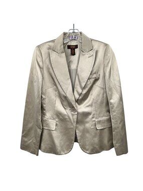 Victor Alfaro Womens Satin Blazer Champagne Single Button Size 6P